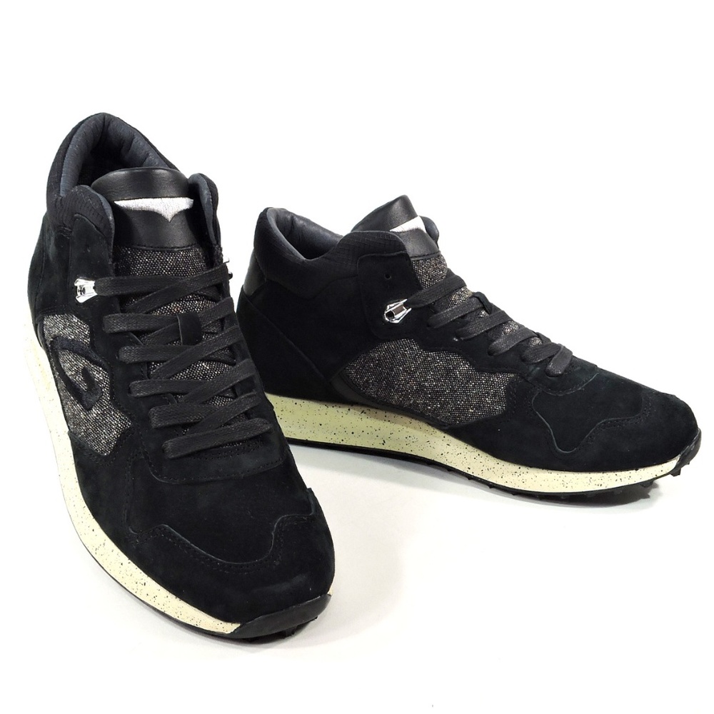 GUARDIANI 🇮🇹 Men's BLACK Suede Comfort Fashion HIGH Stile Sneakers